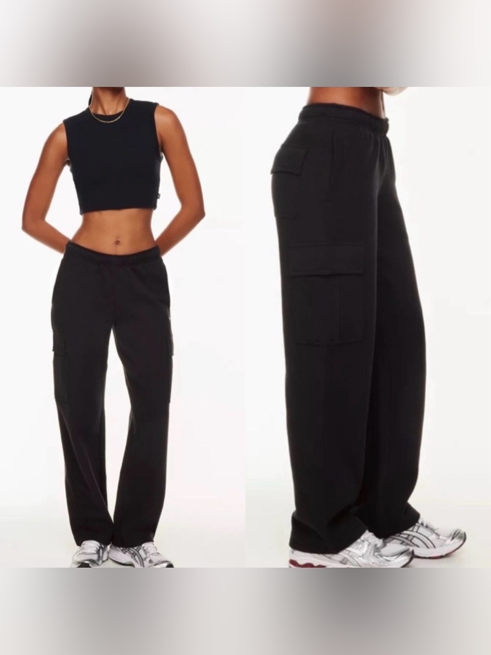 Aritzia TNA Cargo Sweatpants Black XXS| Sweatfleece Cozy Fleece Mega Fit Joggers